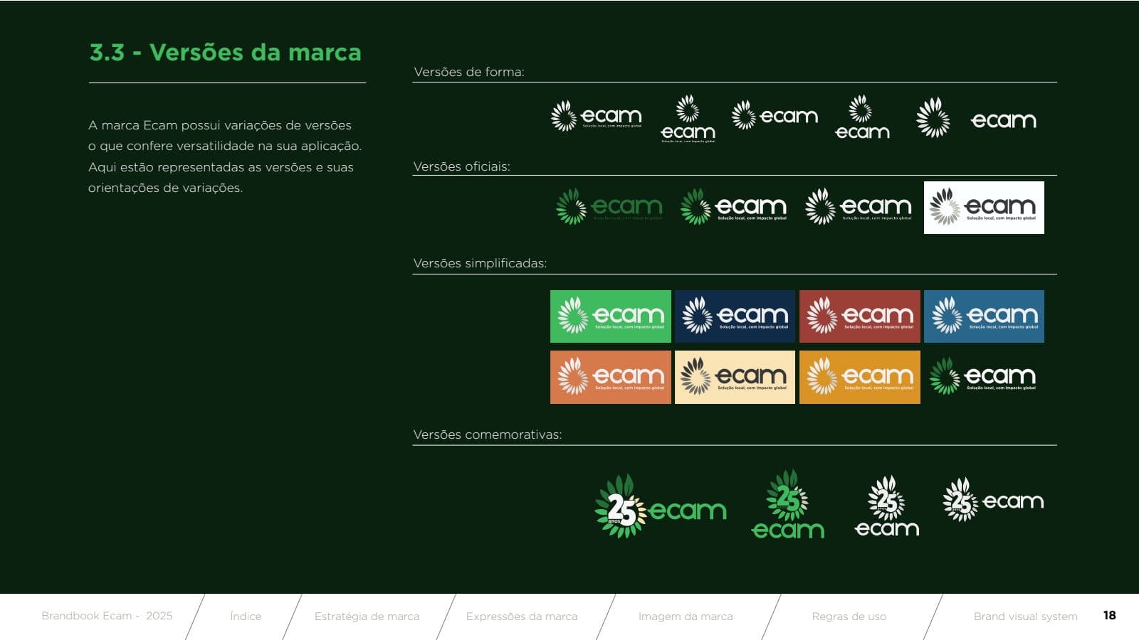 Novo logotipo e versões da marca Ecam