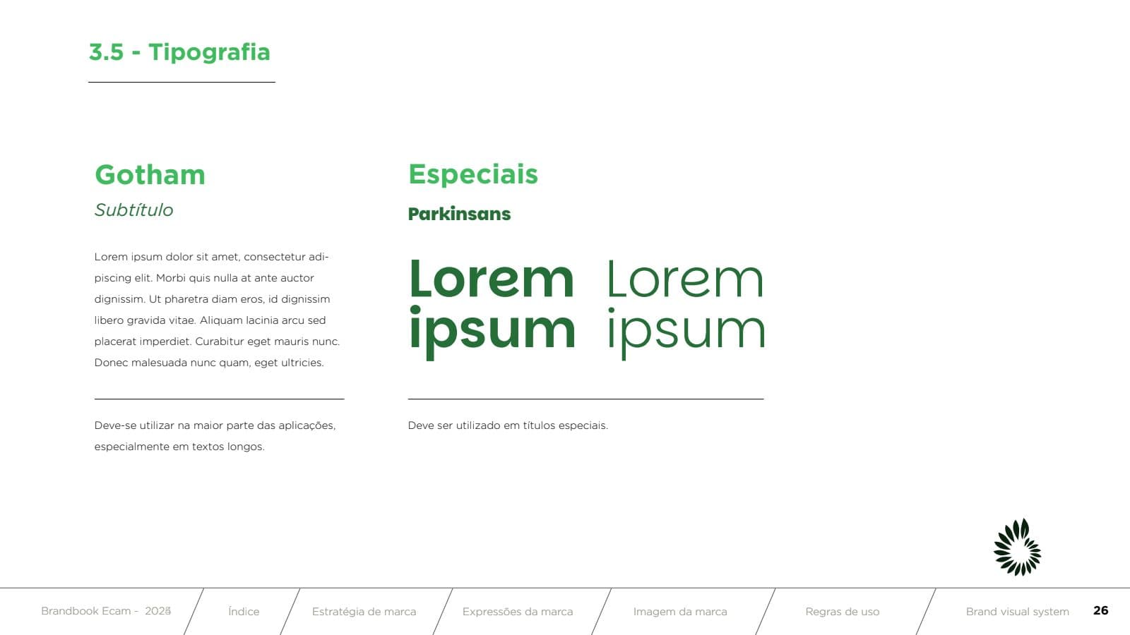 Sistema tipográfico da nova marca Ecam